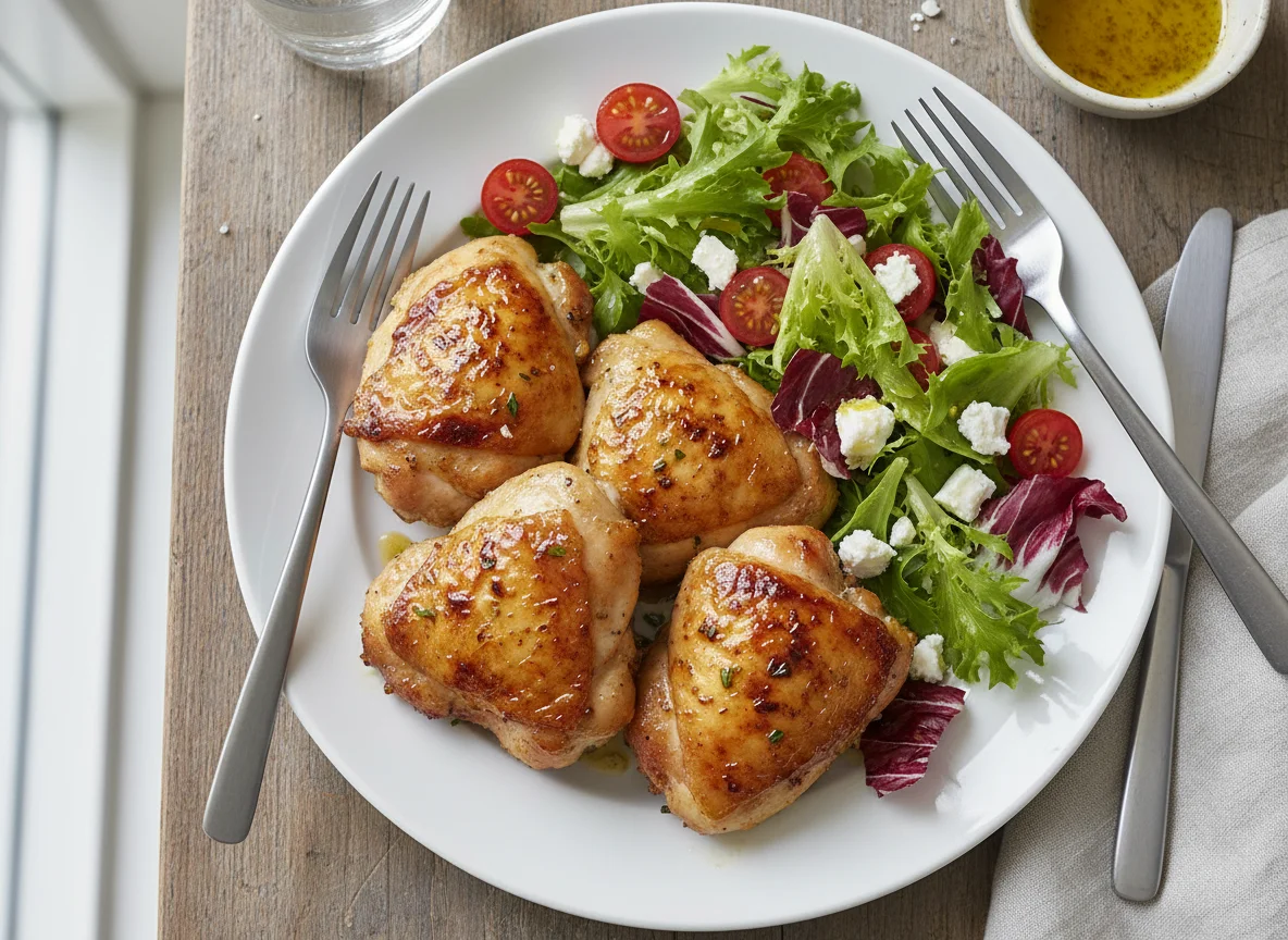 Chicken with Mixed Green Salad and Feta photo
