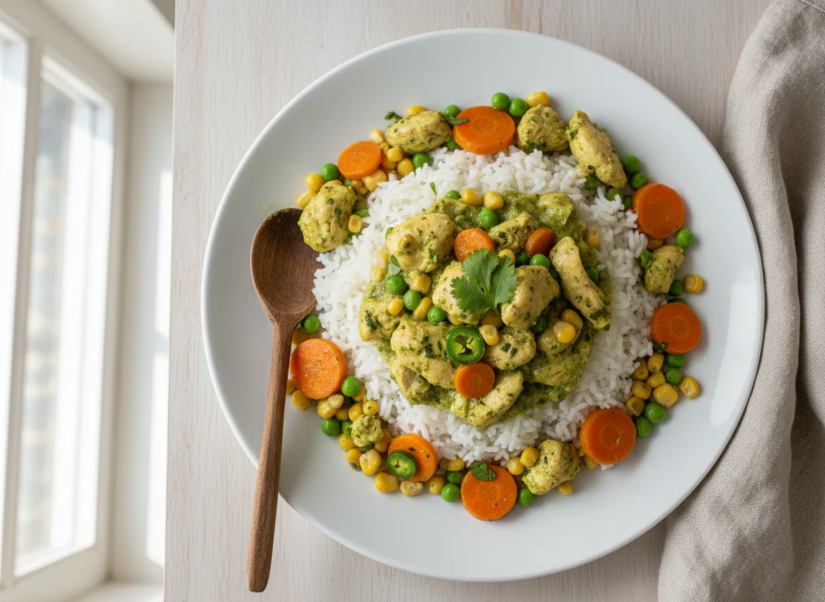 Chicken with Mixed Vegetables and Rice photo