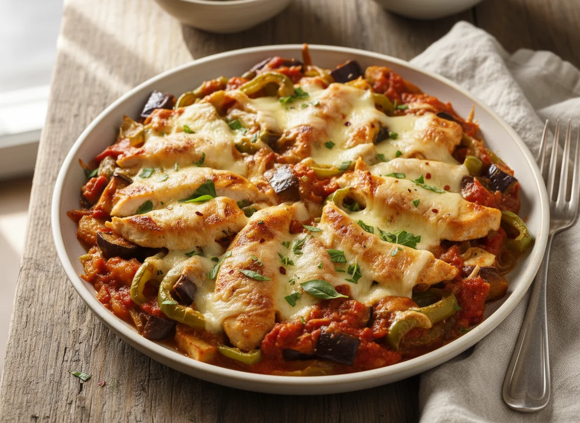 Chicken with Peppers and Eggplant Bake photo
