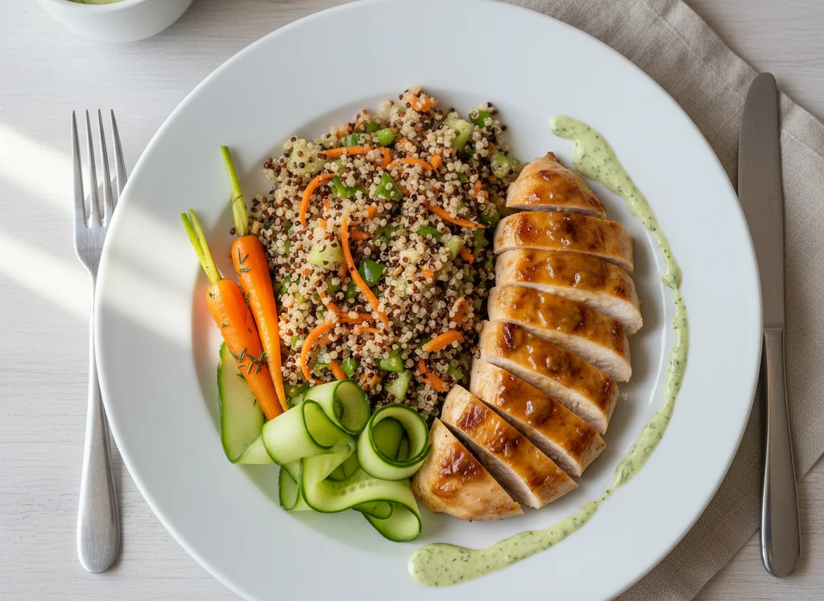 Chicken with Quinoa Salad and Vegetables photo