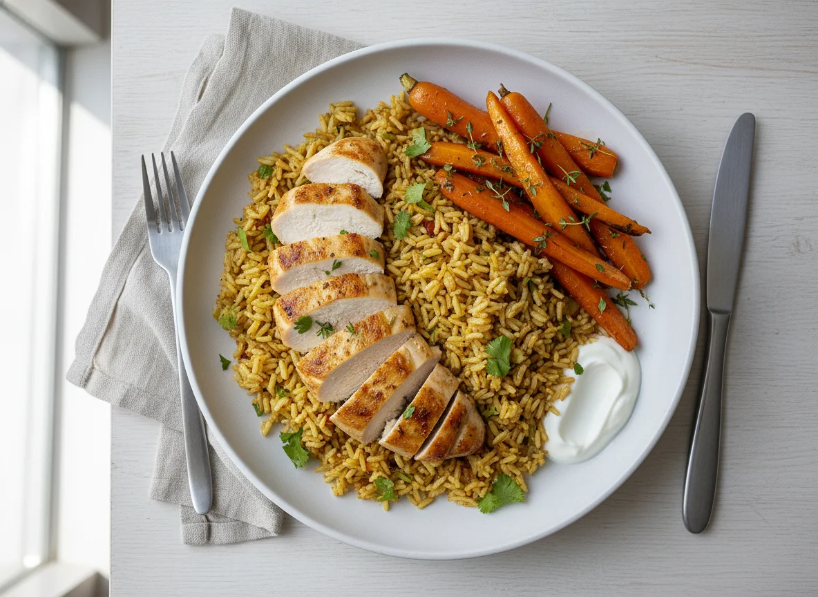 Chicken with Rice and Carrots photo