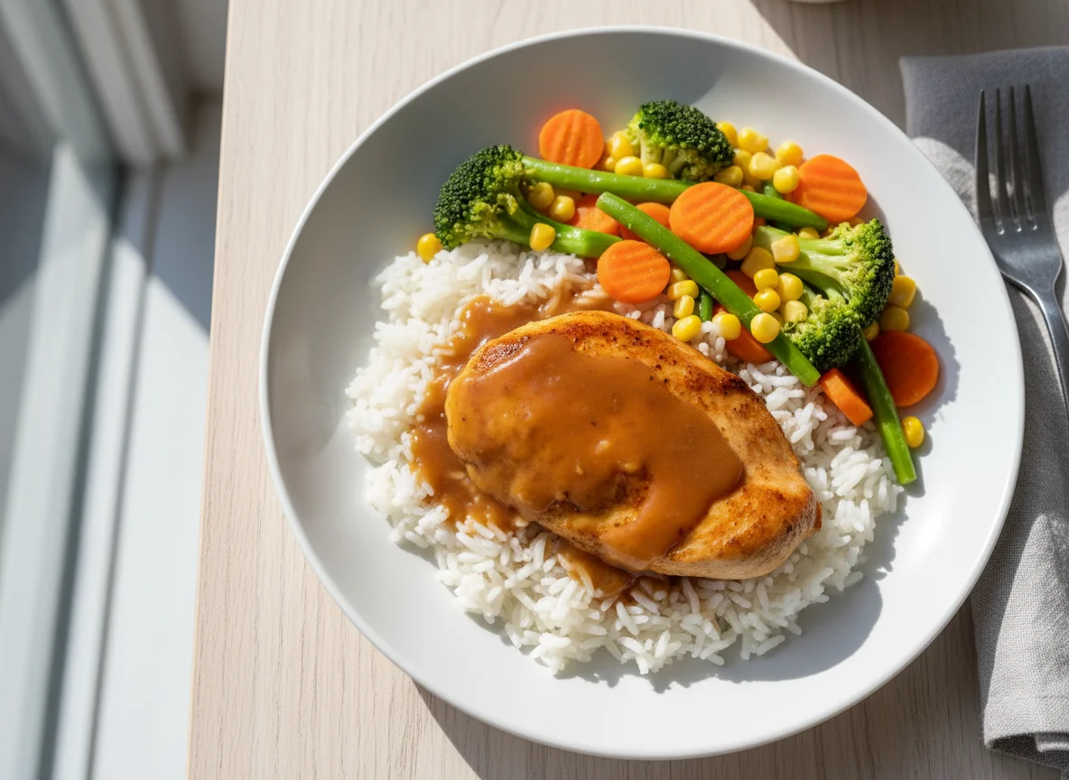 Chicken with Rice and Mixed Vegetables photo