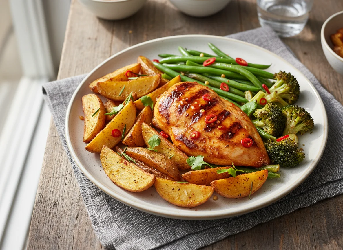 Chicken with Roasted Potatoes and Vegetables photo