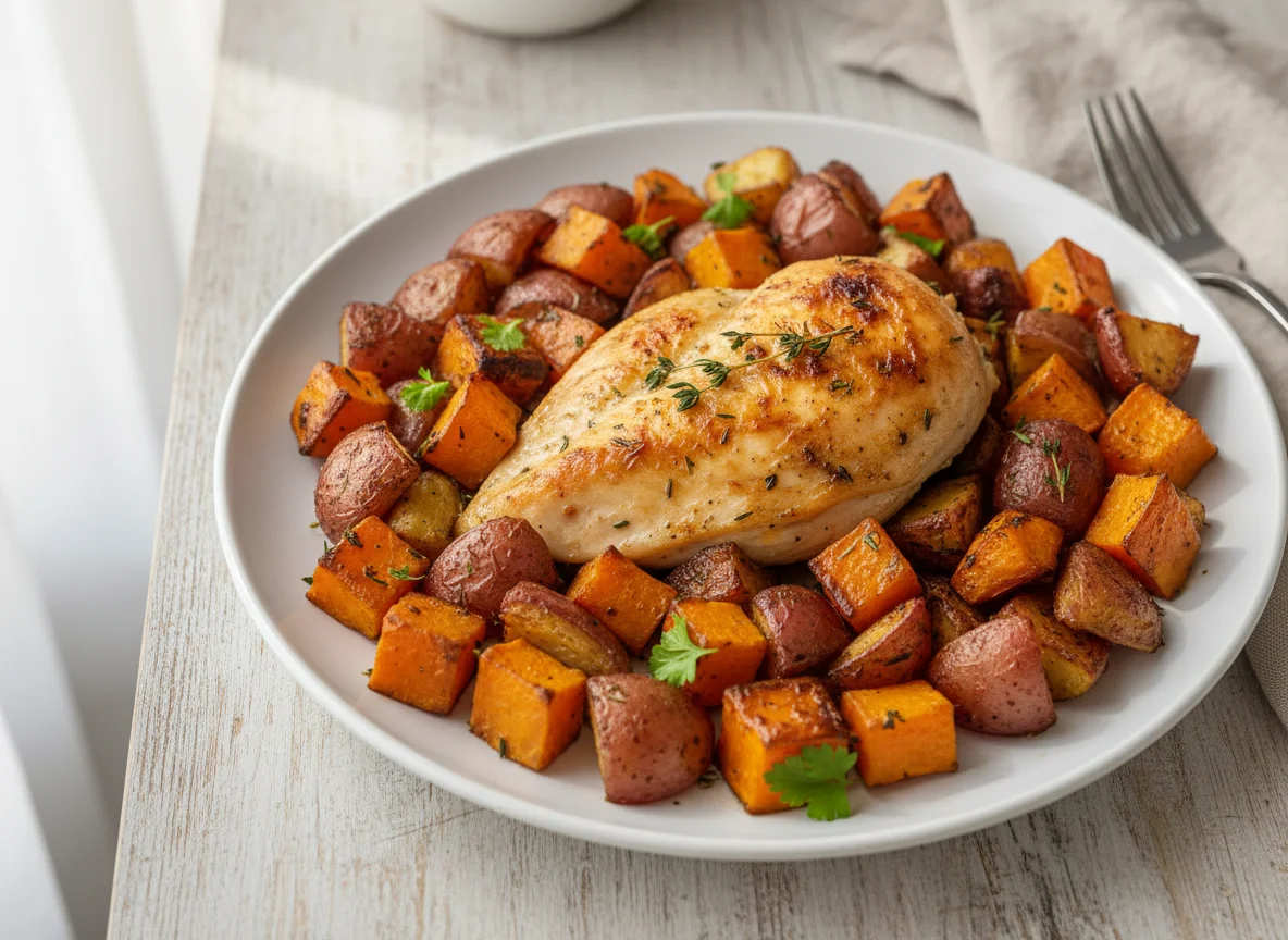 Chicken with Roasted Vegetables and Potatoes photo