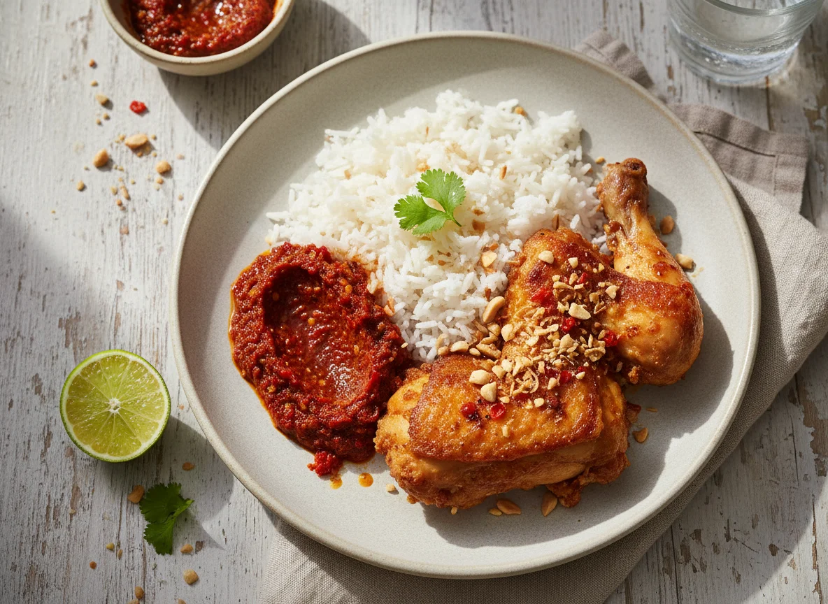 Chicken with Sambal and Rice photo