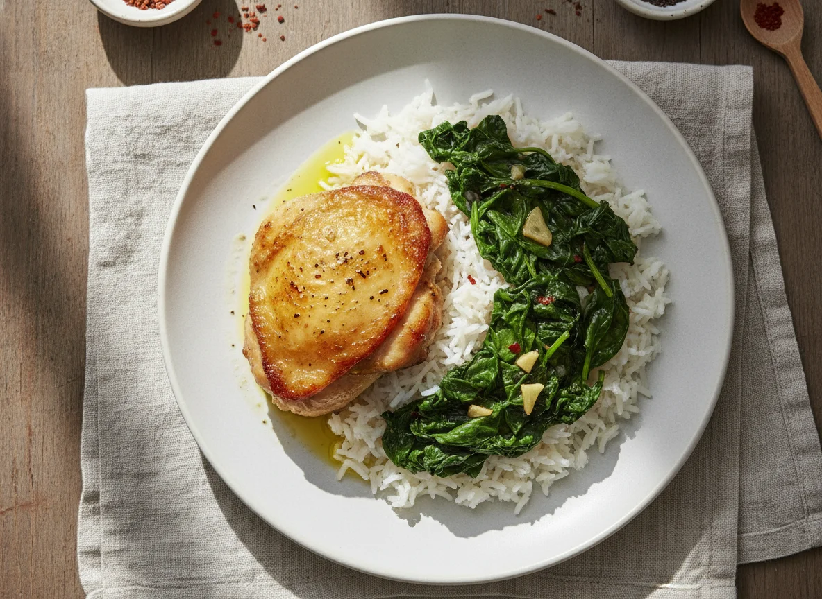 Chicken with Spinach and Rice photo