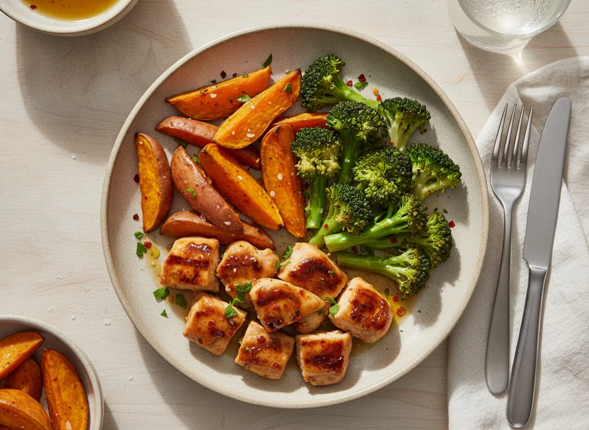Chicken with Sweet Potato and Broccoli photo