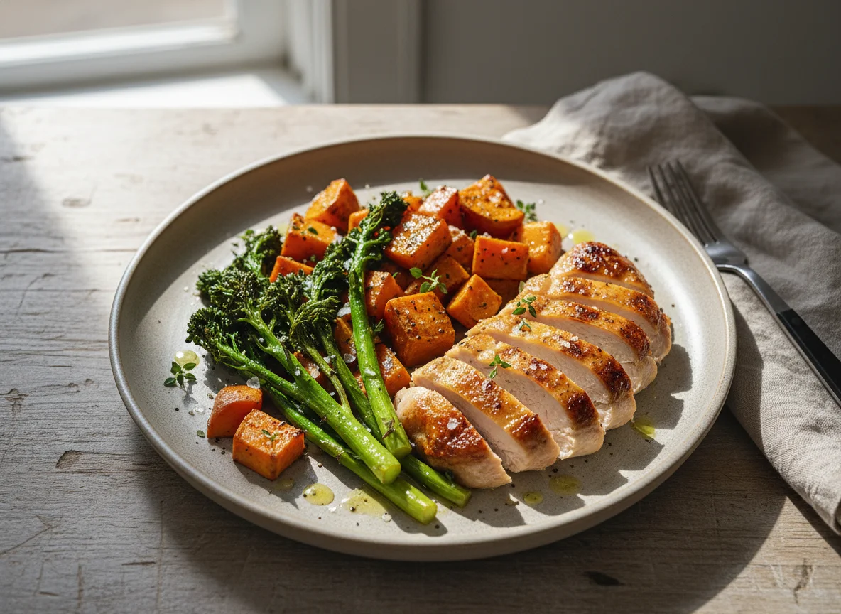Chicken with Sweet Potato and Broccolini photo