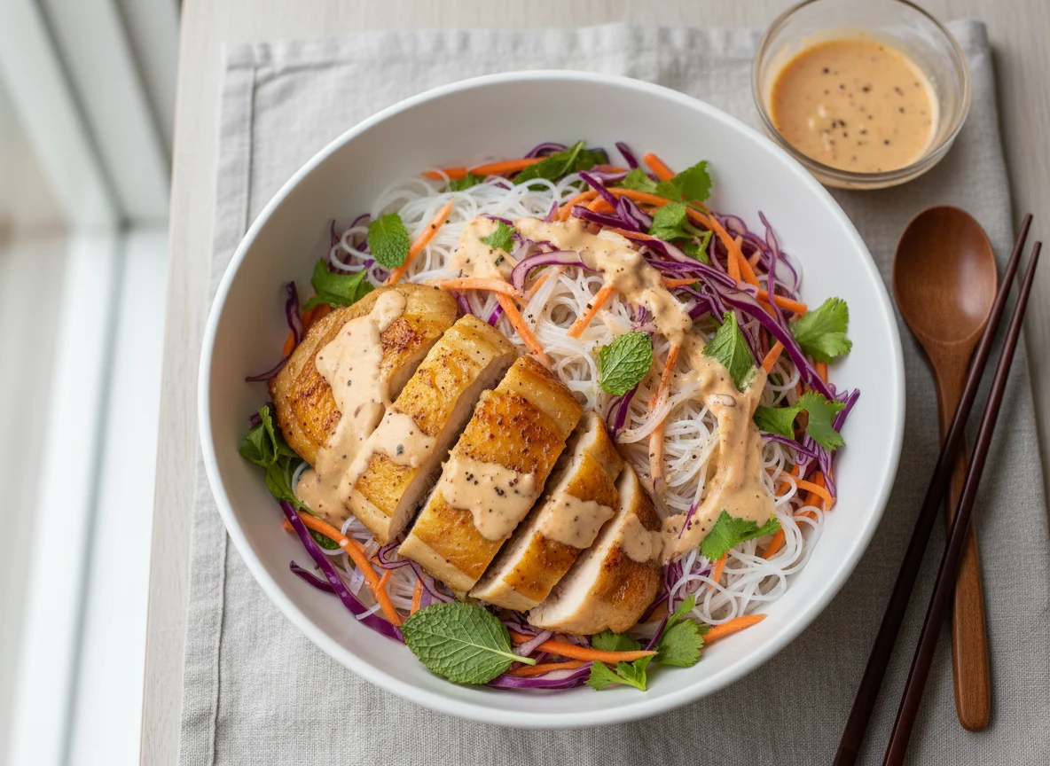Chicken with Vermicelli and Cabbage Salad photo