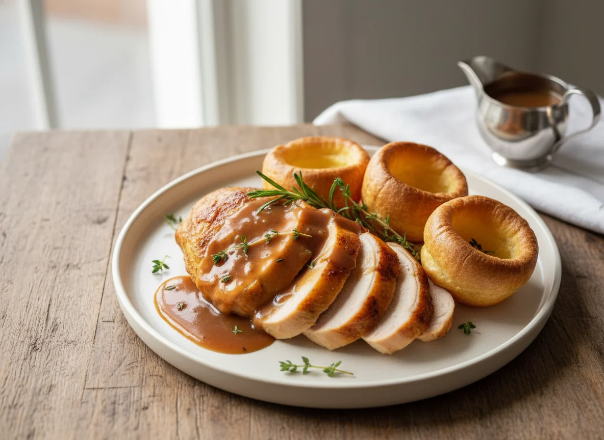 Chicken with Yorkshire Puddings and Gravy photo