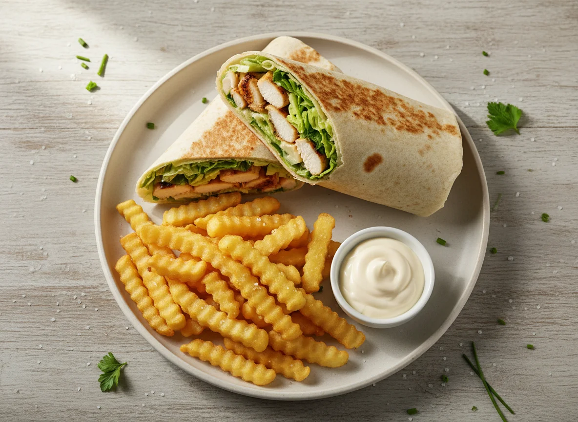Chicken Wrap and French Fries photo