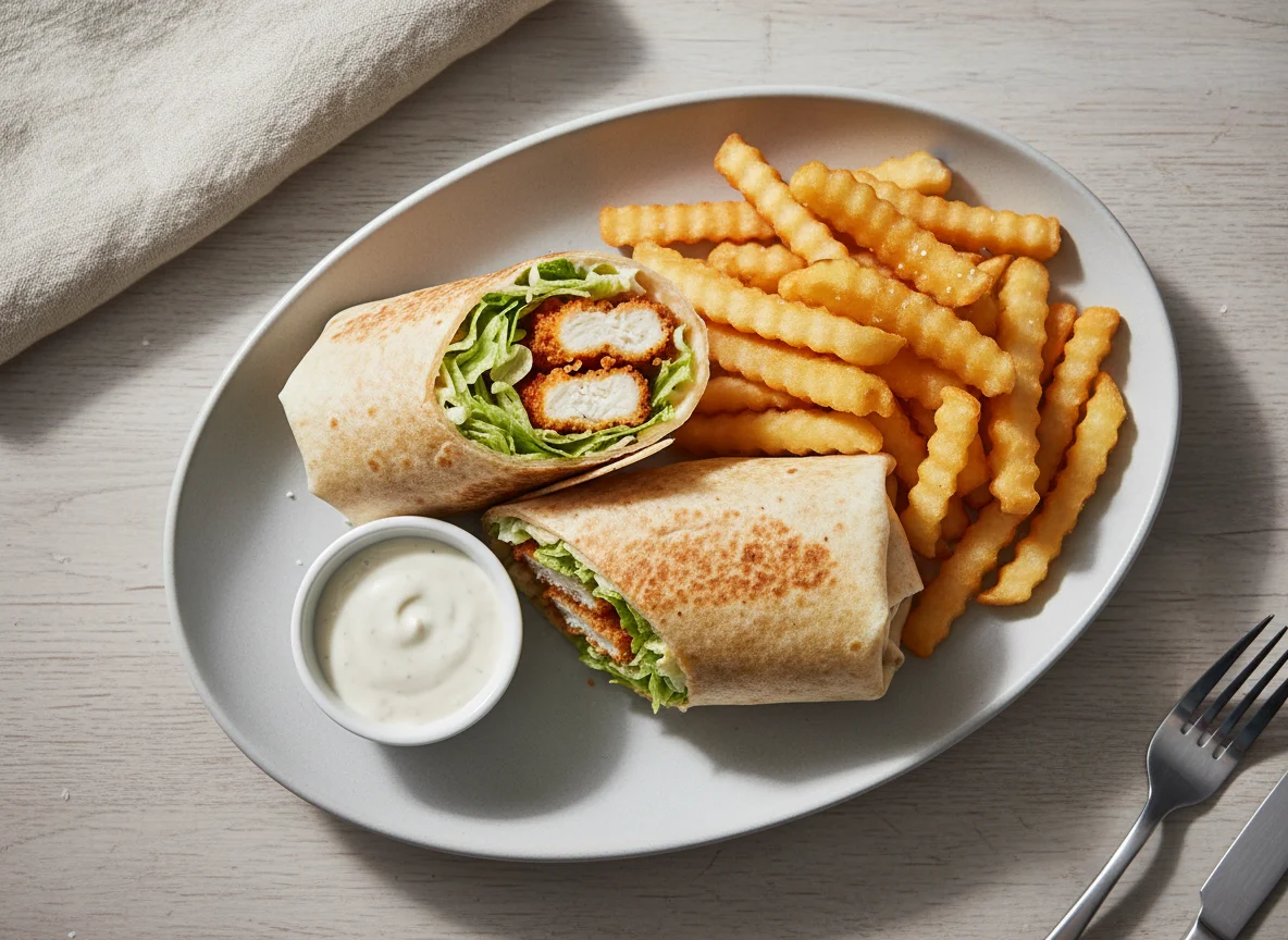 Chicken Wrap with French Fries photo