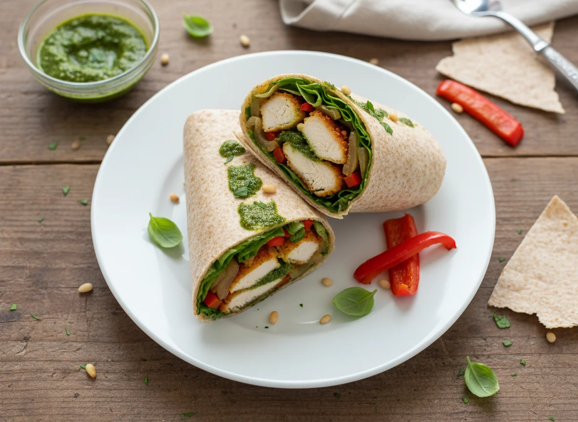 Chicken Wrap with Pesto and Vegetables photo