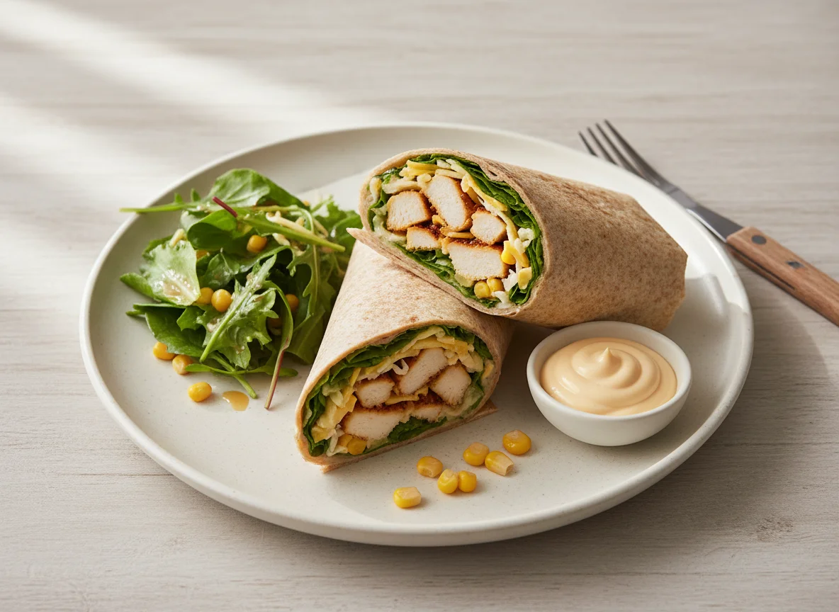 Chicken Wrap with Salad and Sauce photo