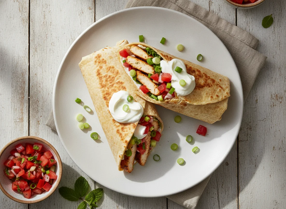 Chicken Wrap with Vegetables and Sauce photo