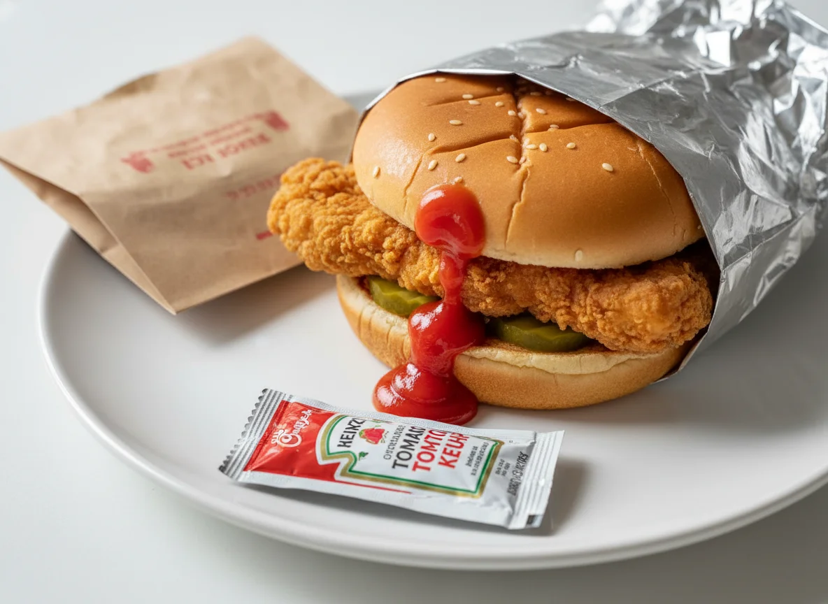 Chick-fil-A Chicken Sandwich with Ketchup photo