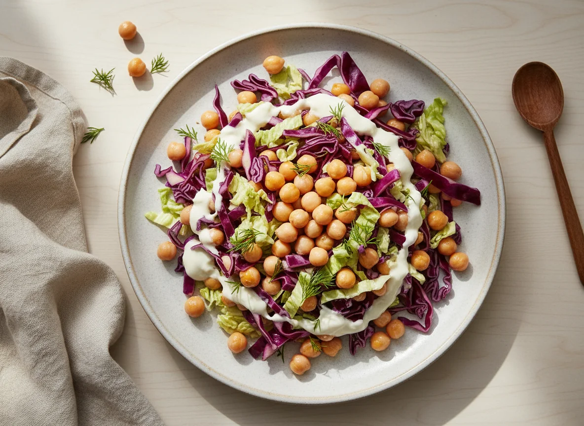 Chickpea and Cabbage Salad with Creamy Dressing photo