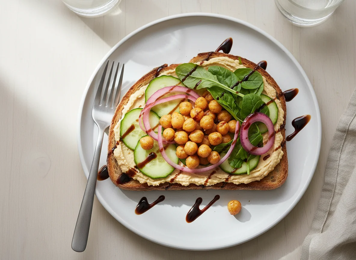 Chickpea and Hummus Toast with Pickled Onions photo