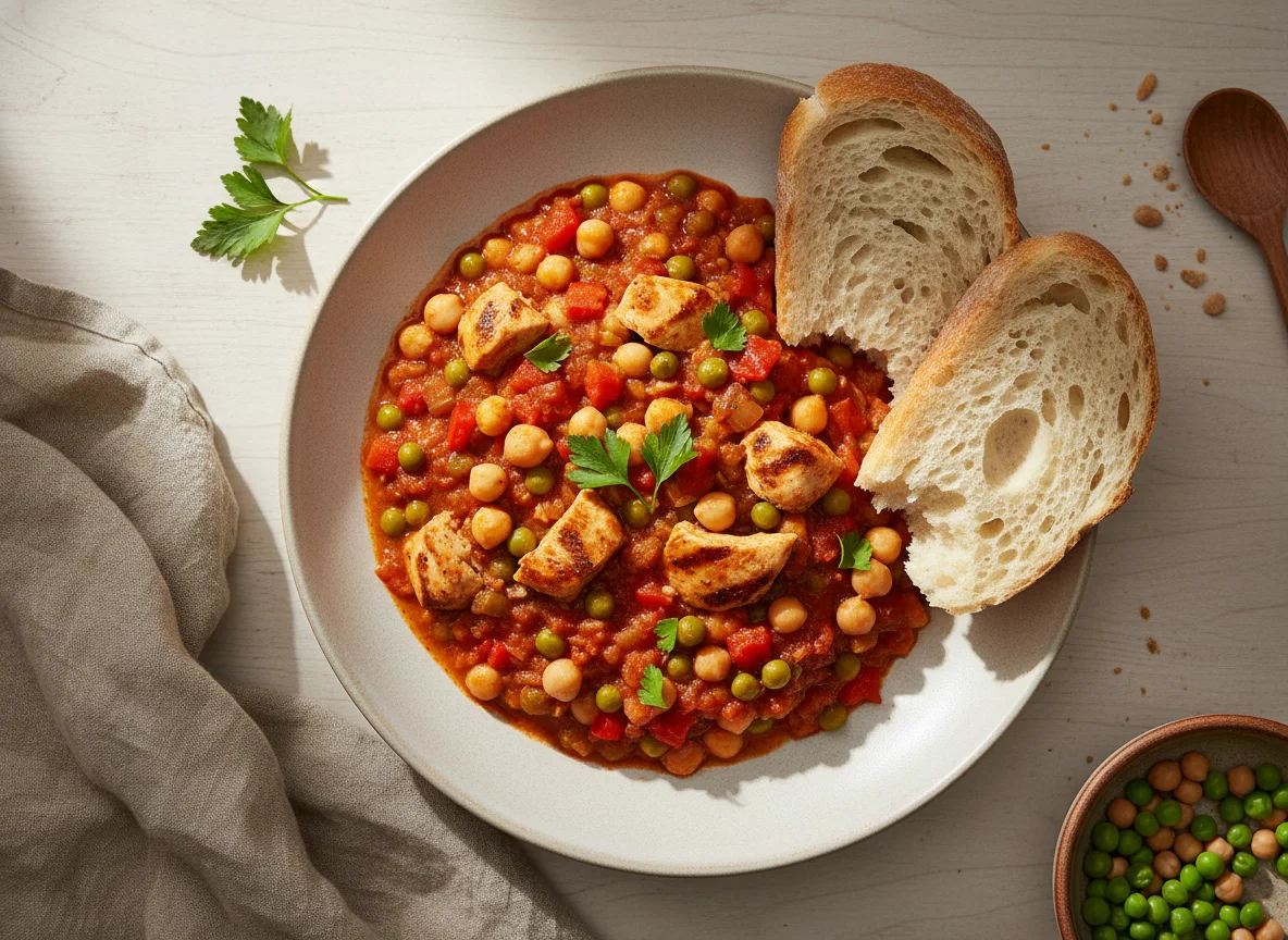 Chickpea and Pea Stew with Bread photo