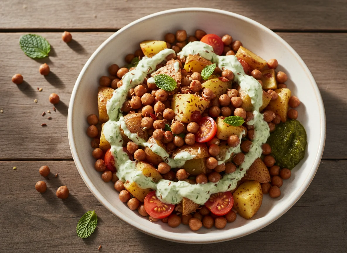 Chickpea and Potato Salad with Yogurt Chutney Dressing photo