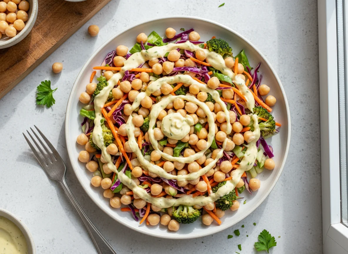Chickpea and Vegetable Salad with Creamy Dressing photo