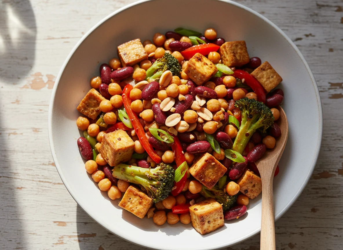 Chickpea, Kidney Bean, and Tofu Stir-fry photo