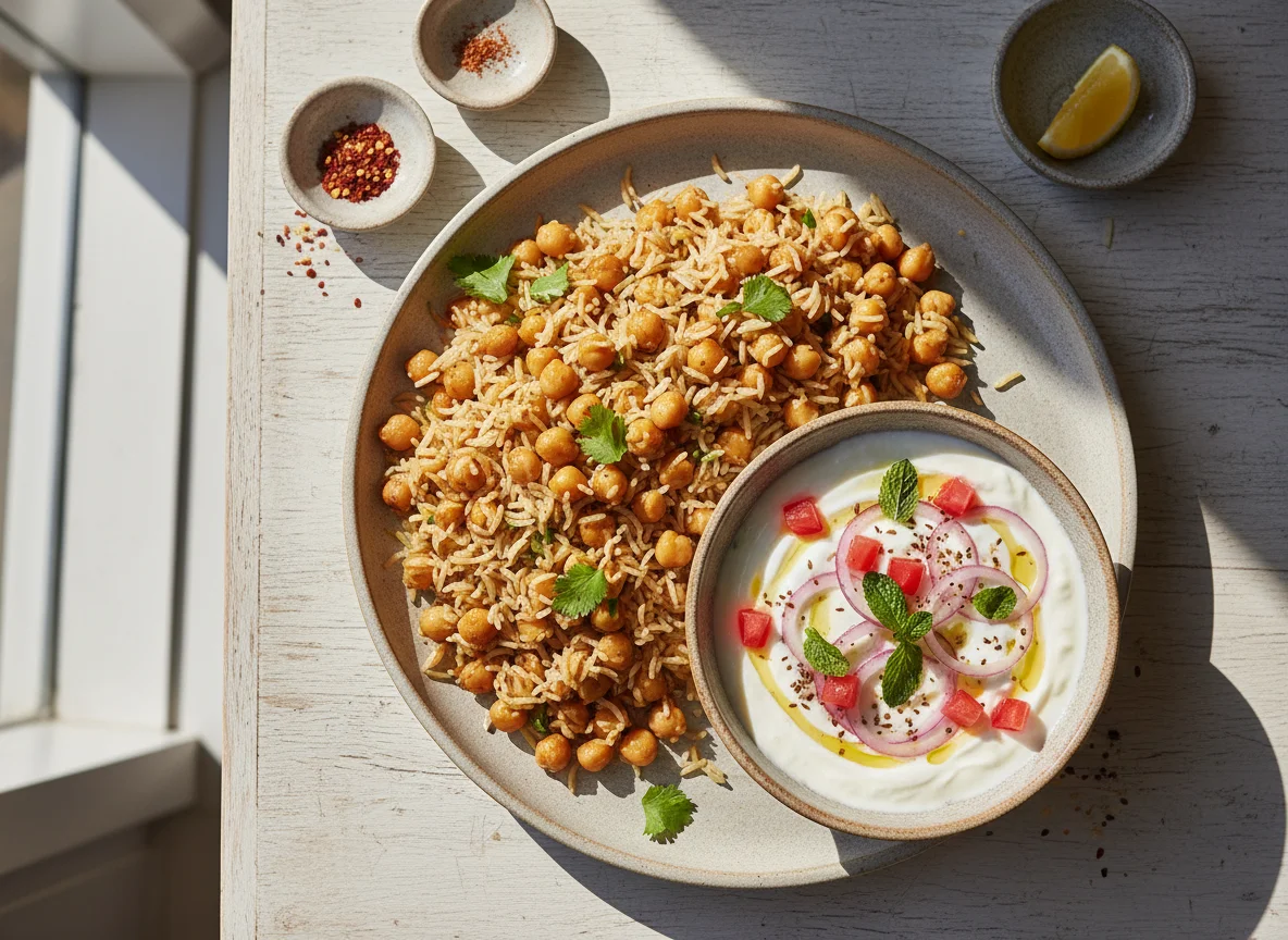 Chickpea Rice with Raita photo