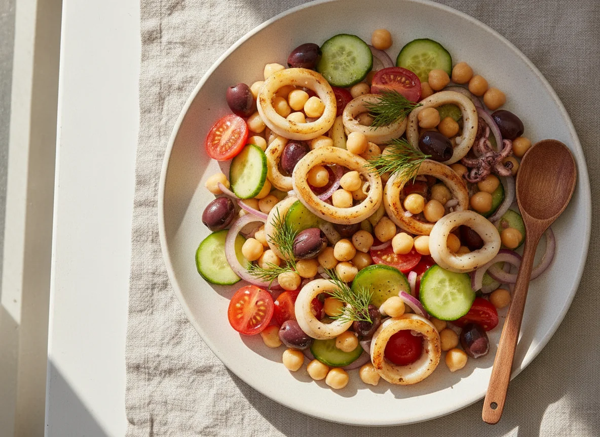 Chickpea Salad with Calamari and Olives photo