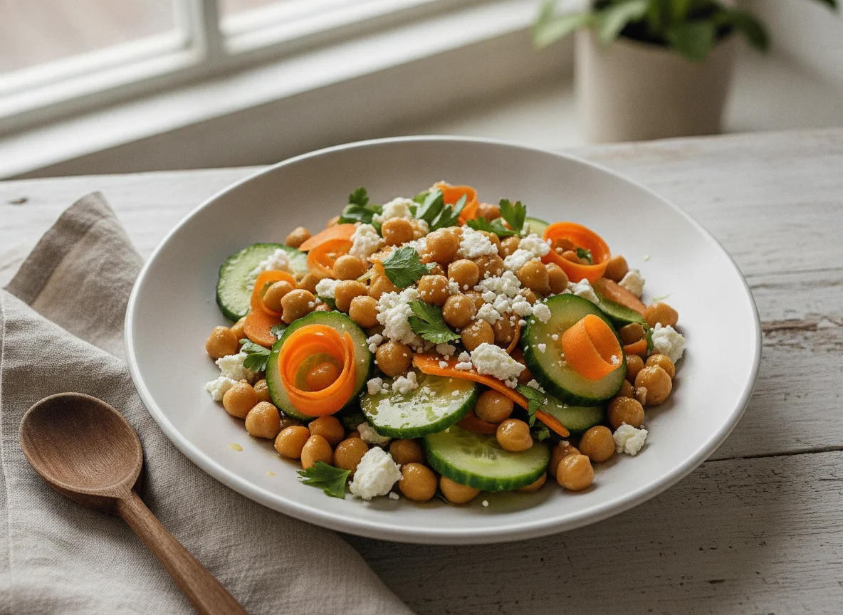 Chickpea Salad with Feta and Cucumber photo