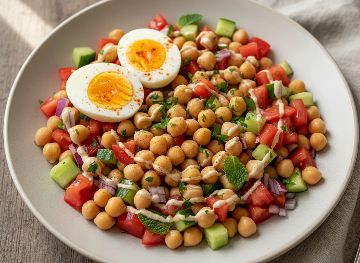 Chickpea Salad with Hard-Boiled Egg photo