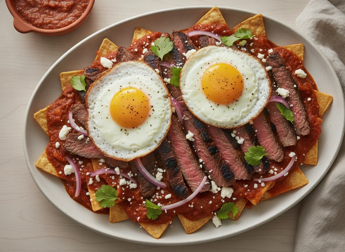 Chilaquiles with Carne Asada and Fried Eggs photo