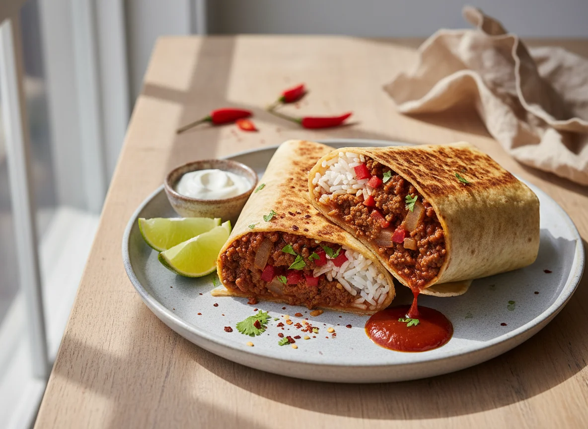 Chili beef burrito photo