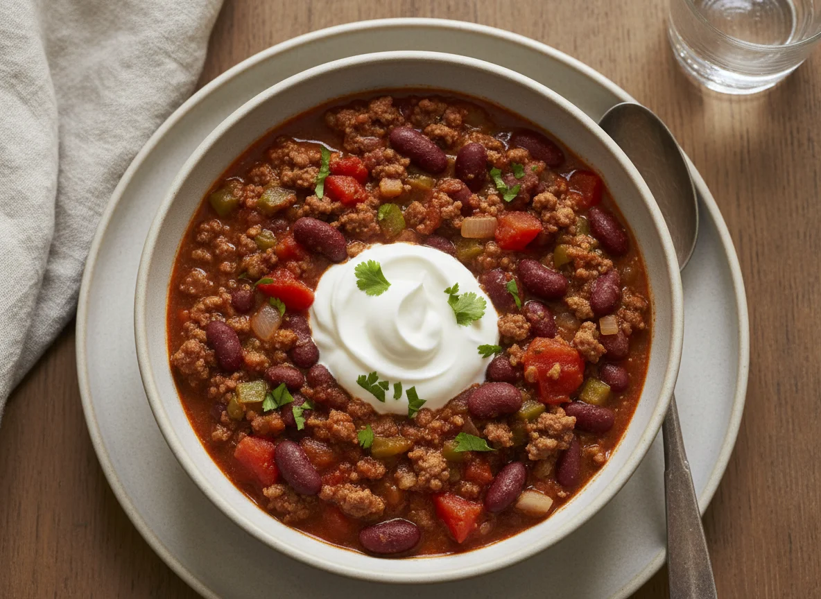 Chili con Carne with Sour Cream photo