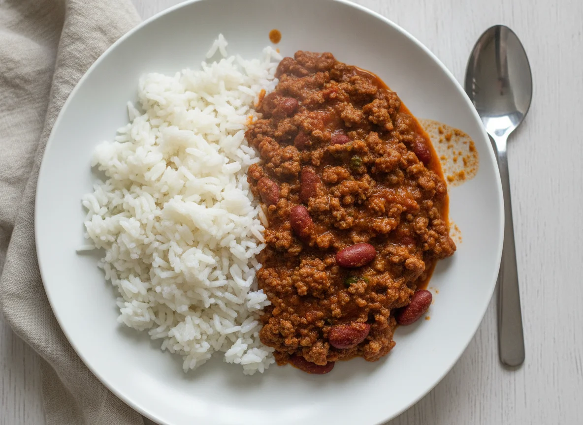 Chili con Carne with White Rice photo