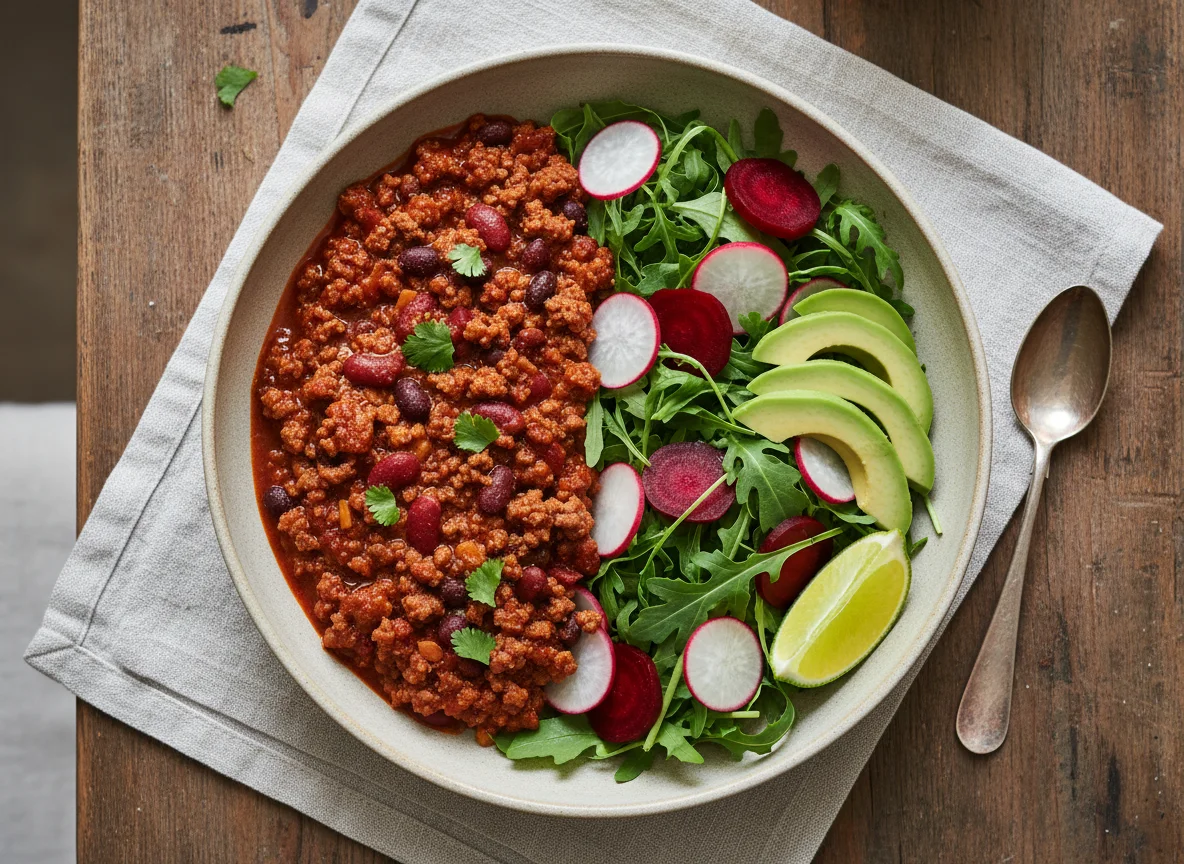 Chilli con Carne Bowl with Salad photo