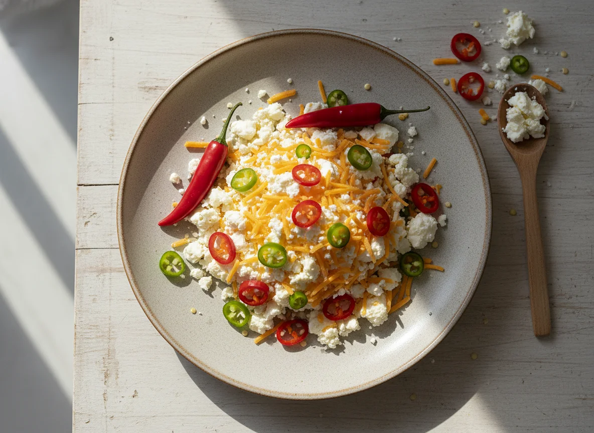 Chilli peppers and cheese preparation photo