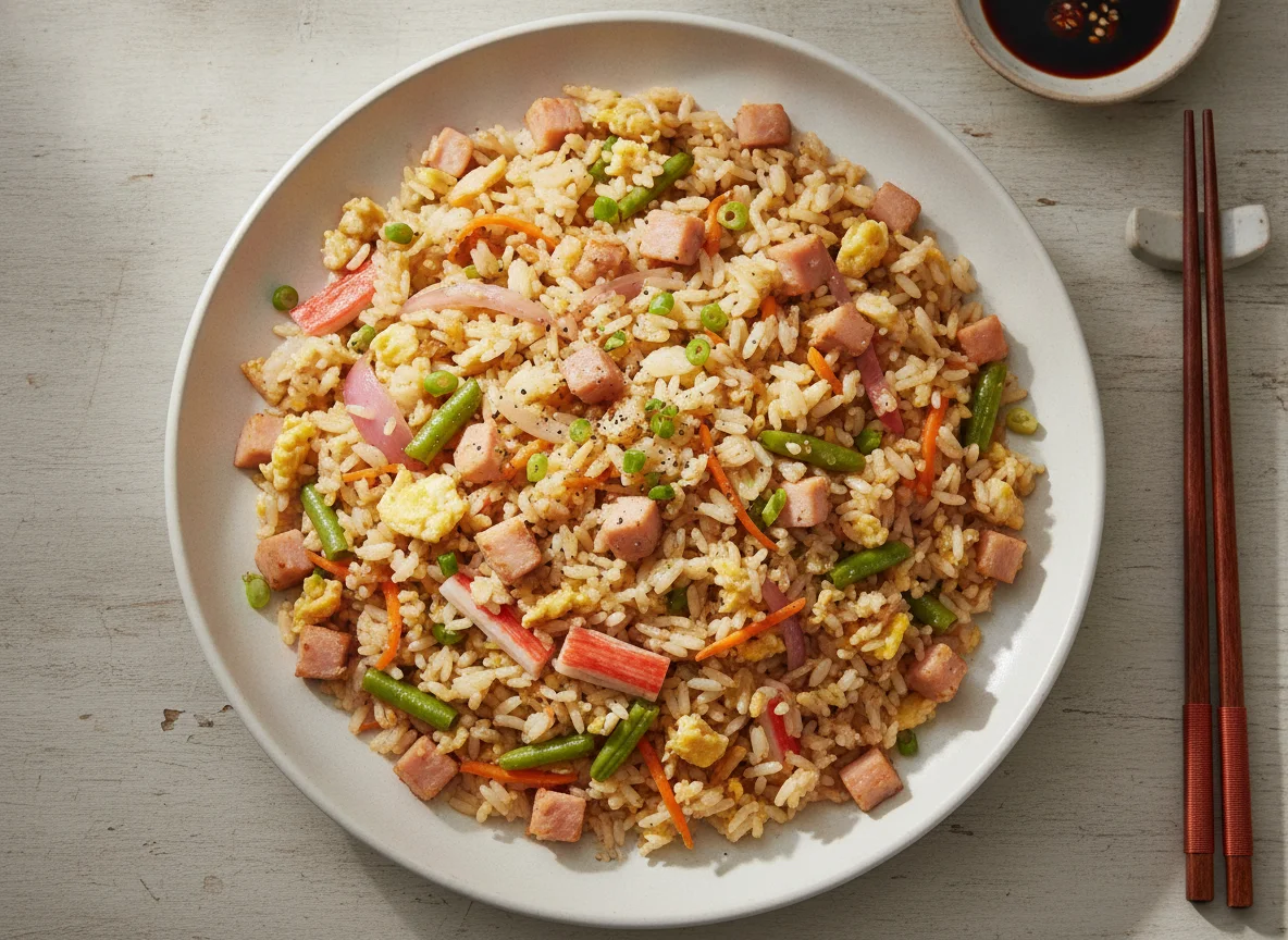 Chinese-style Fried Rice with Ham and Vegetables photo