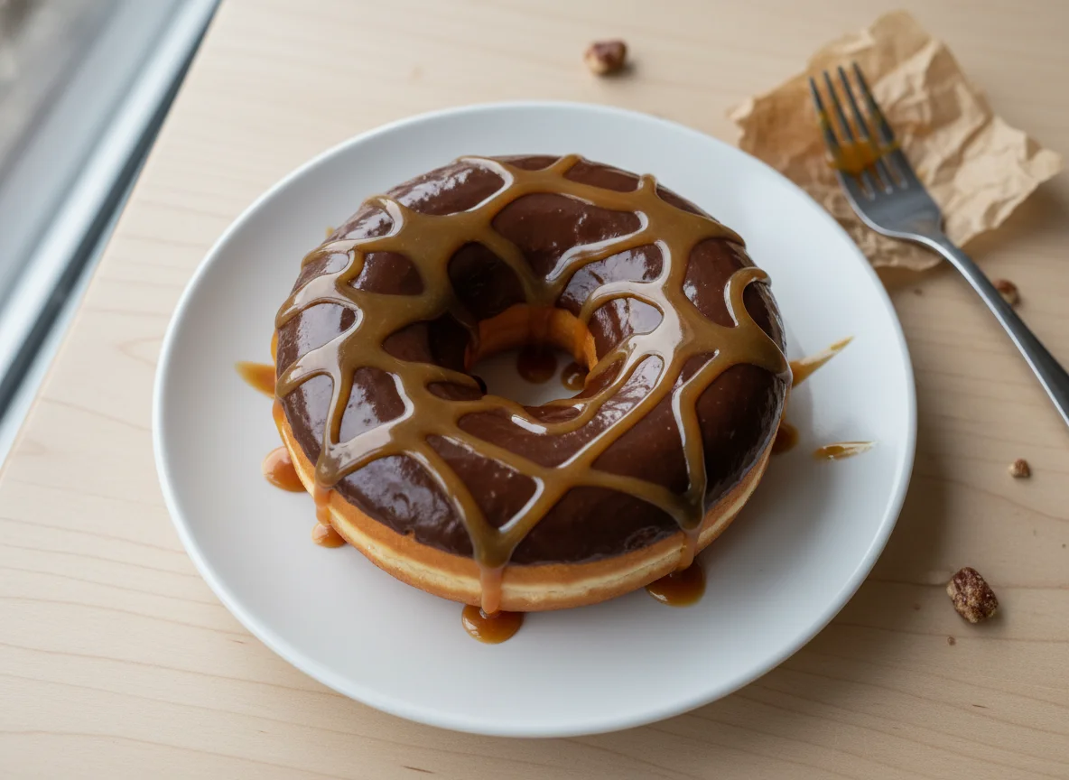 Chocolate and Caramel Swirl Donut photo