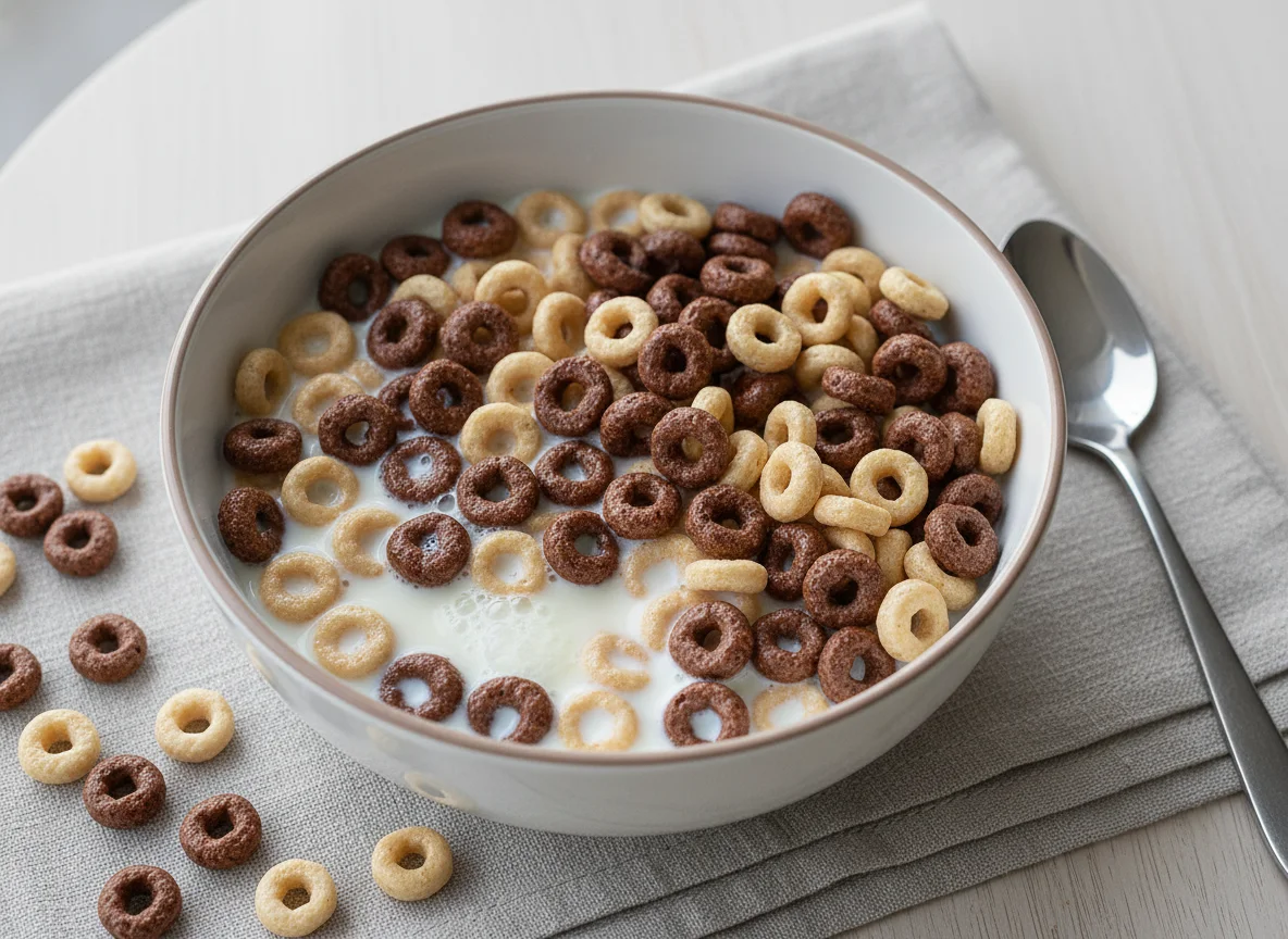 Chocolate and Vanilla Cereal with Milk photo