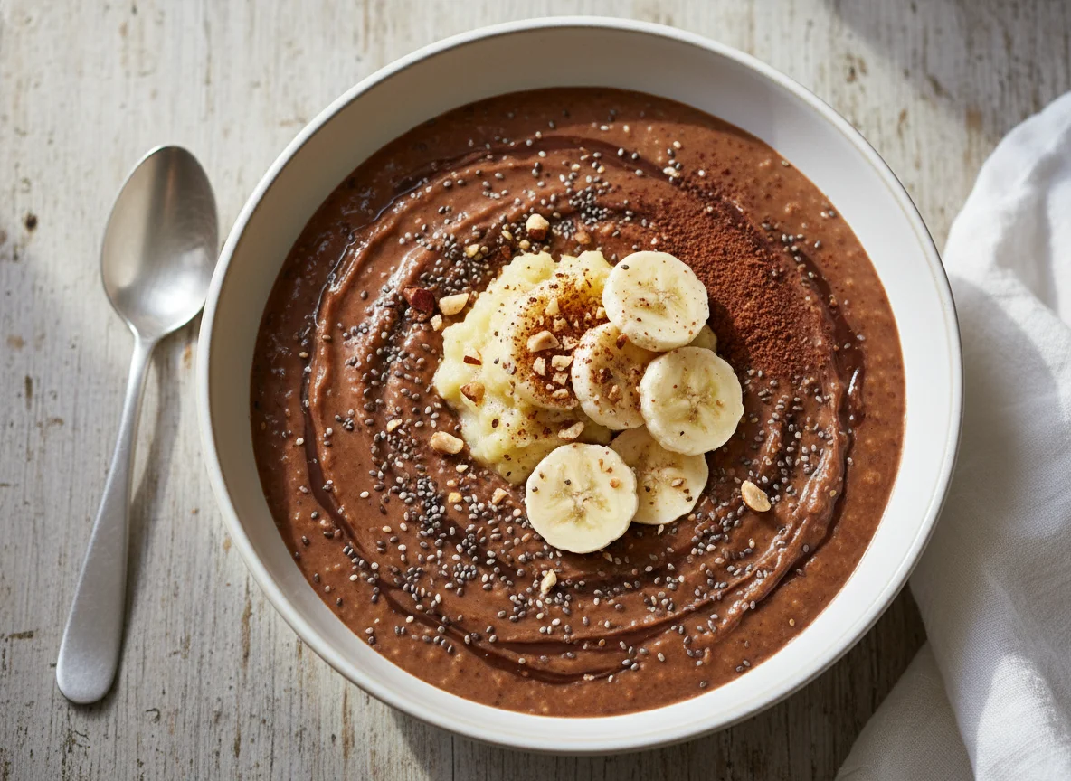 Chocolate Banana Chia Seed Porridge photo
