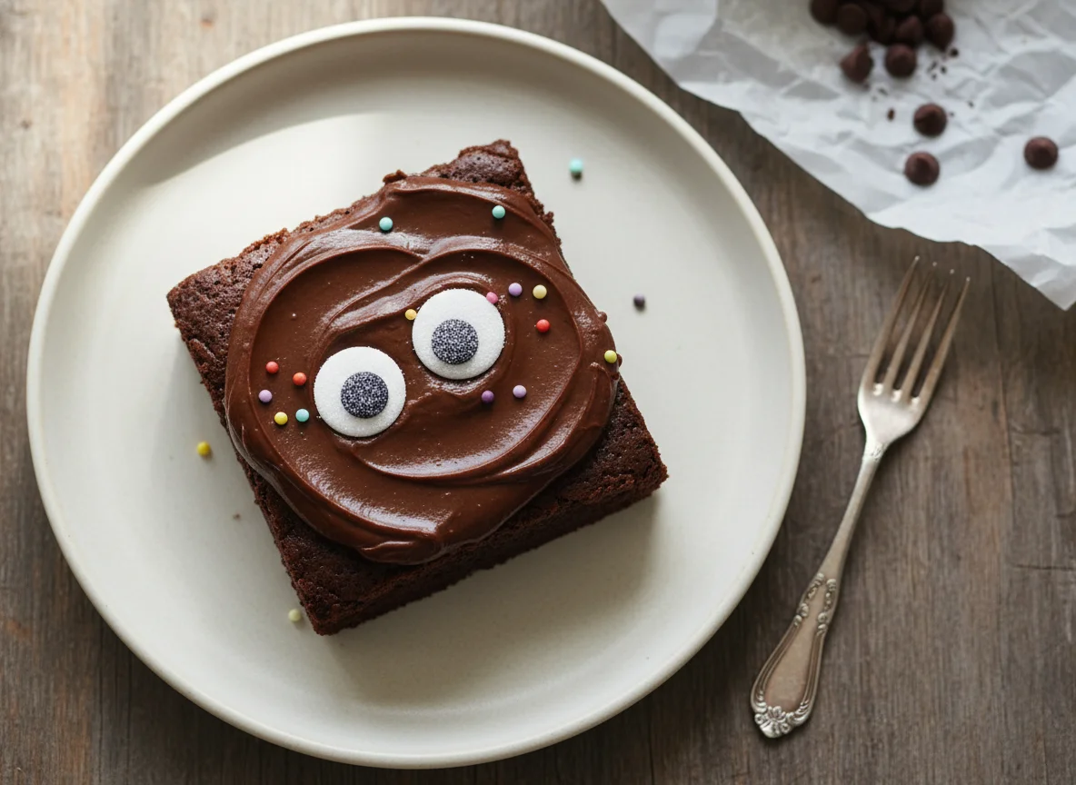 Chocolate Brownie with Candy Eyes photo