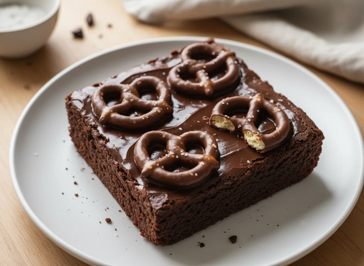 Chocolate Brownie with Pretzel photo