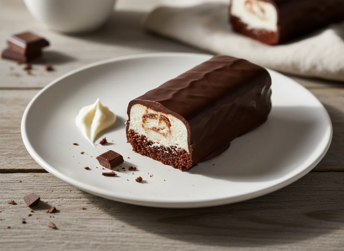 Chocolate cake bar with cream filling photo