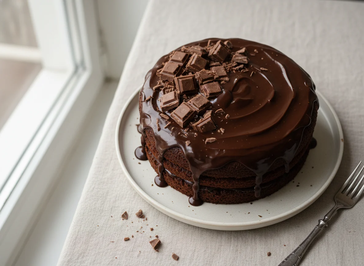 Chocolate Cake with Chocolate Topping photo