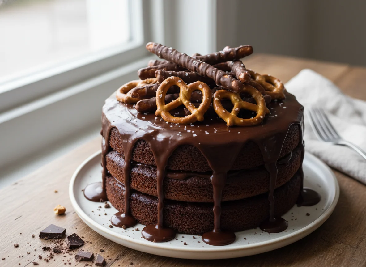 Chocolate Cake with Pretzel photo