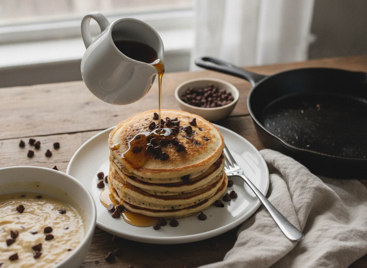 Chocolate chip pancakes photo
