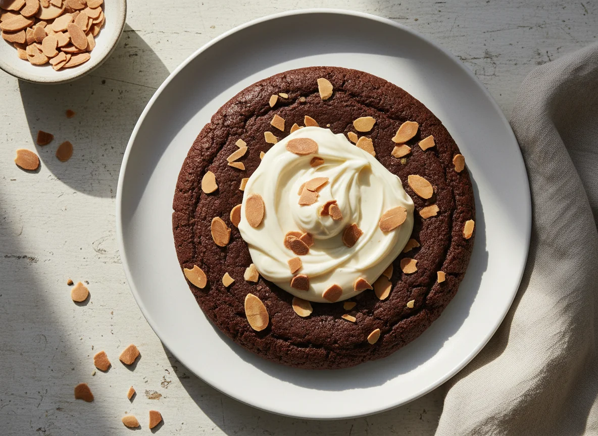 Chocolate Cookie with Almonds and Cream photo