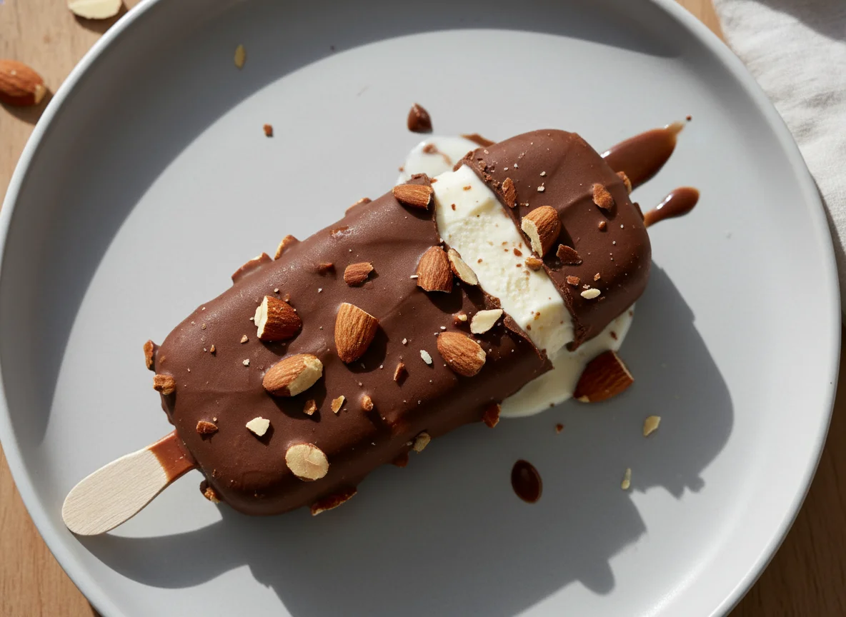 Chocolate Covered Ice Cream Bar with Nuts photo