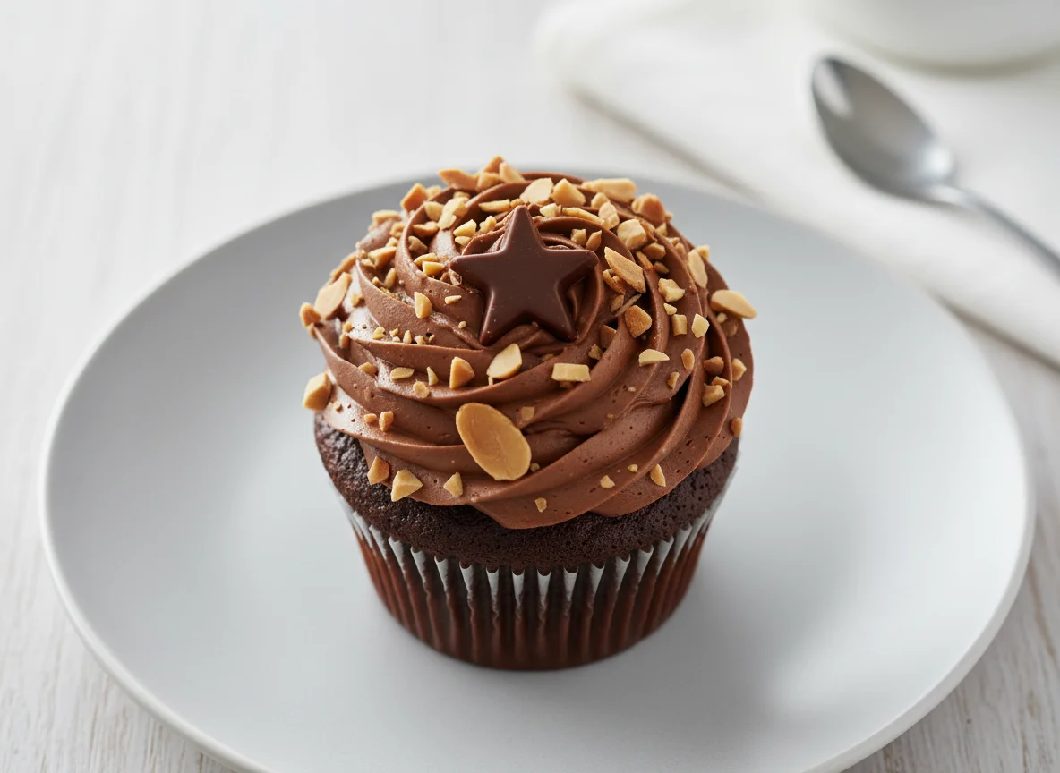 Chocolate Cupcake with Nut Topping photo