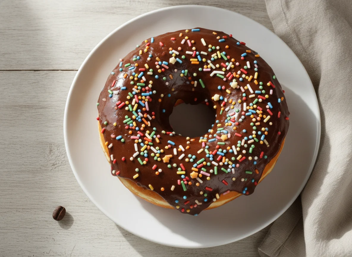 Chocolate Glazed Donut with Sprinkles photo